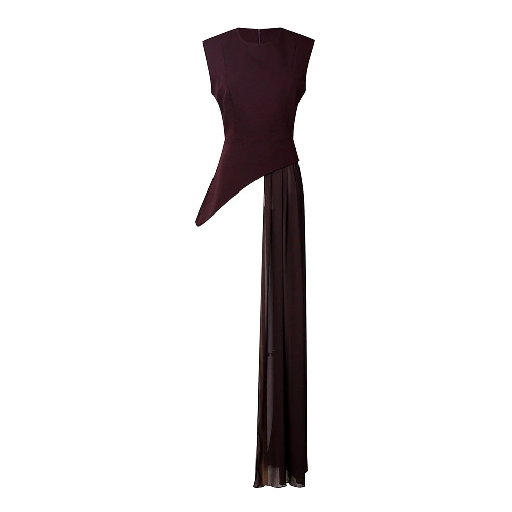 Women's Sleeveless Mesh Ribbon Zip Blouse