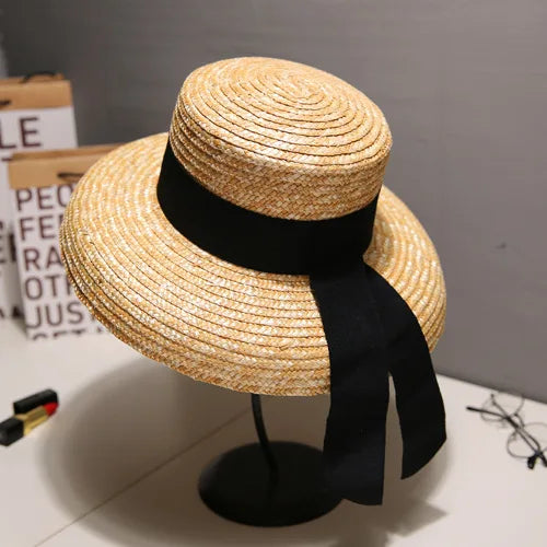 Women's Shiny Straw Sun Hat | Hepburn Style Beach Hat