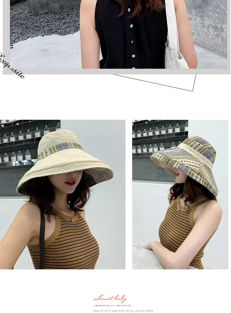Women's Wide Brim Double-Sided Bucket Hat