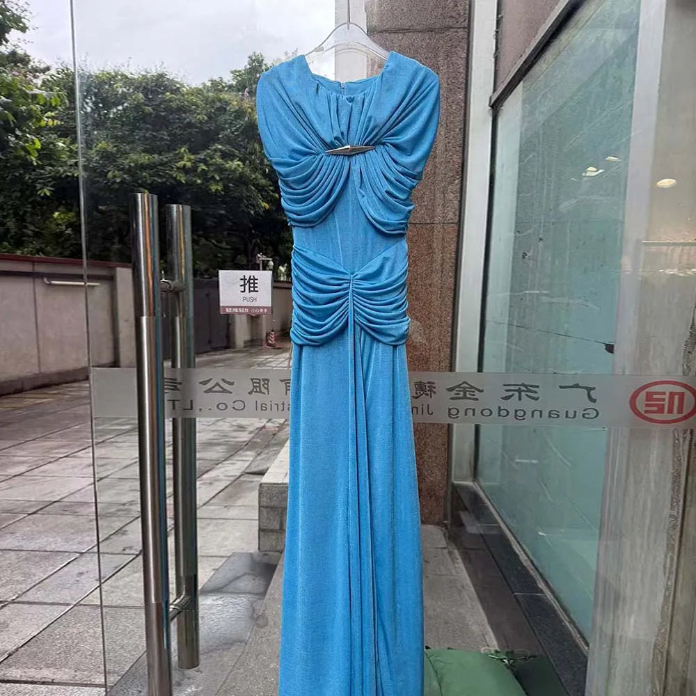 Women’s Luxury Maxi Gown – Cape Raglan Sleeve | Cutout Twist Waist | Sheath | O-Neck | Ankle-Length | Formal Dinner & Party | S–XL | 5 Colours