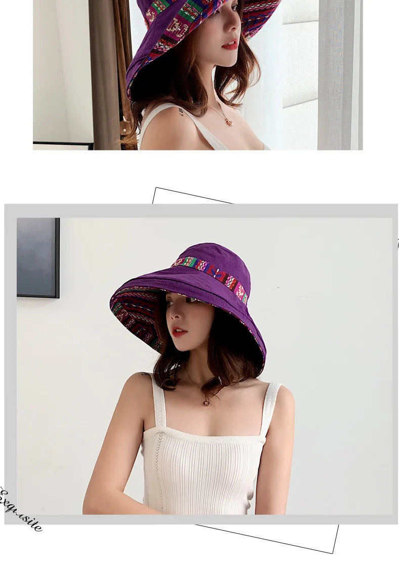 Women's Wide Brim Double-Sided Bucket Hat