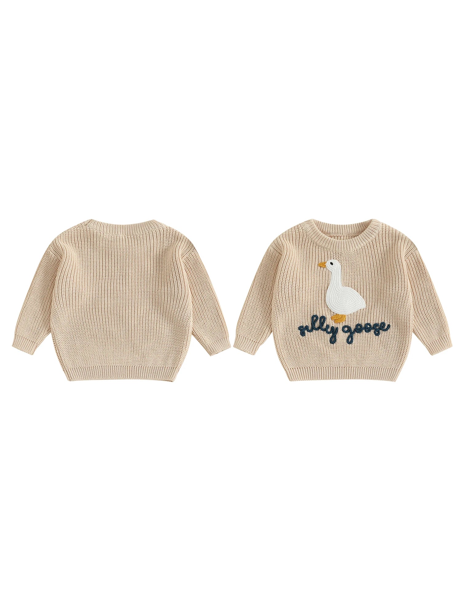 Pull canard bébé enfant en bas âge, mignon animal brodé, col rond, manches longues, hauts tricotés douillets pour bébés garçons et filles