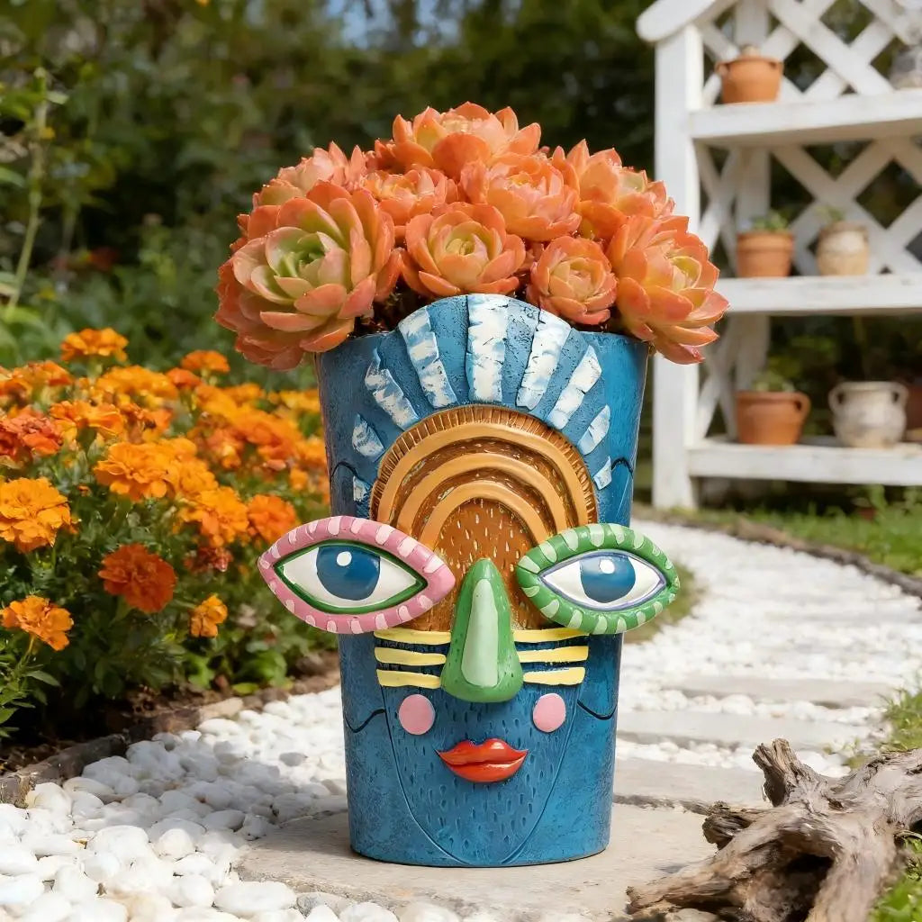 Abstract Face Planter Pot for Indoor Outdoor Plants Herb Succulent Cactus Flowerpot Home Balcony Garden Patio Art Decor