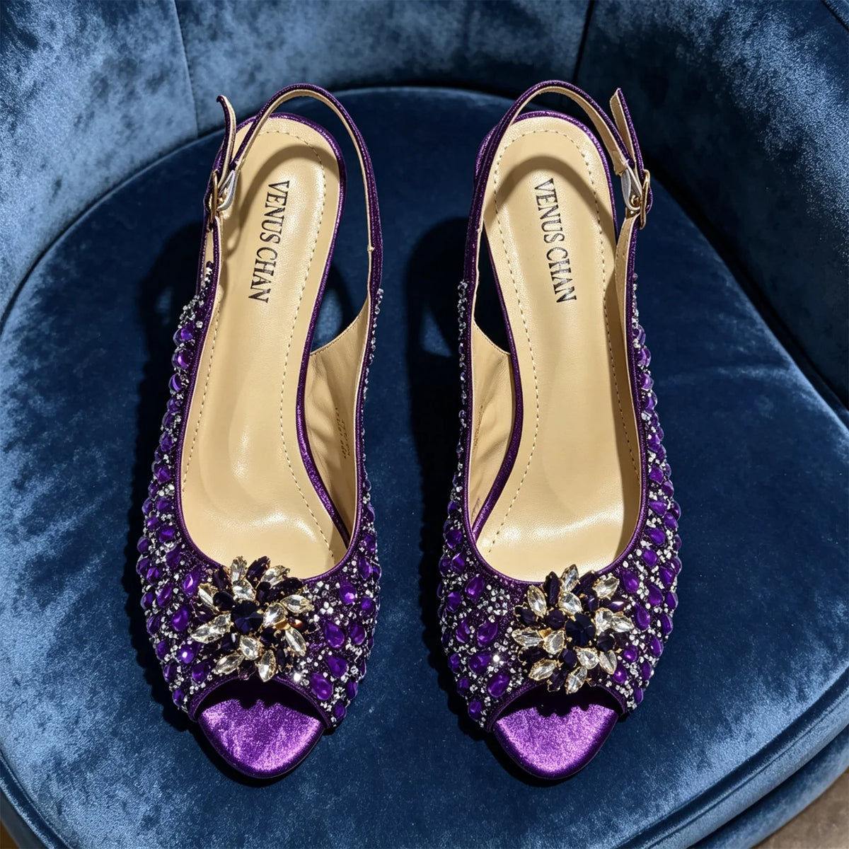 Sky Gold Elegant Nigerian Rhinestone Wedding Shoe and Bag Set Italian Inspired High Heels and Matching Handbag