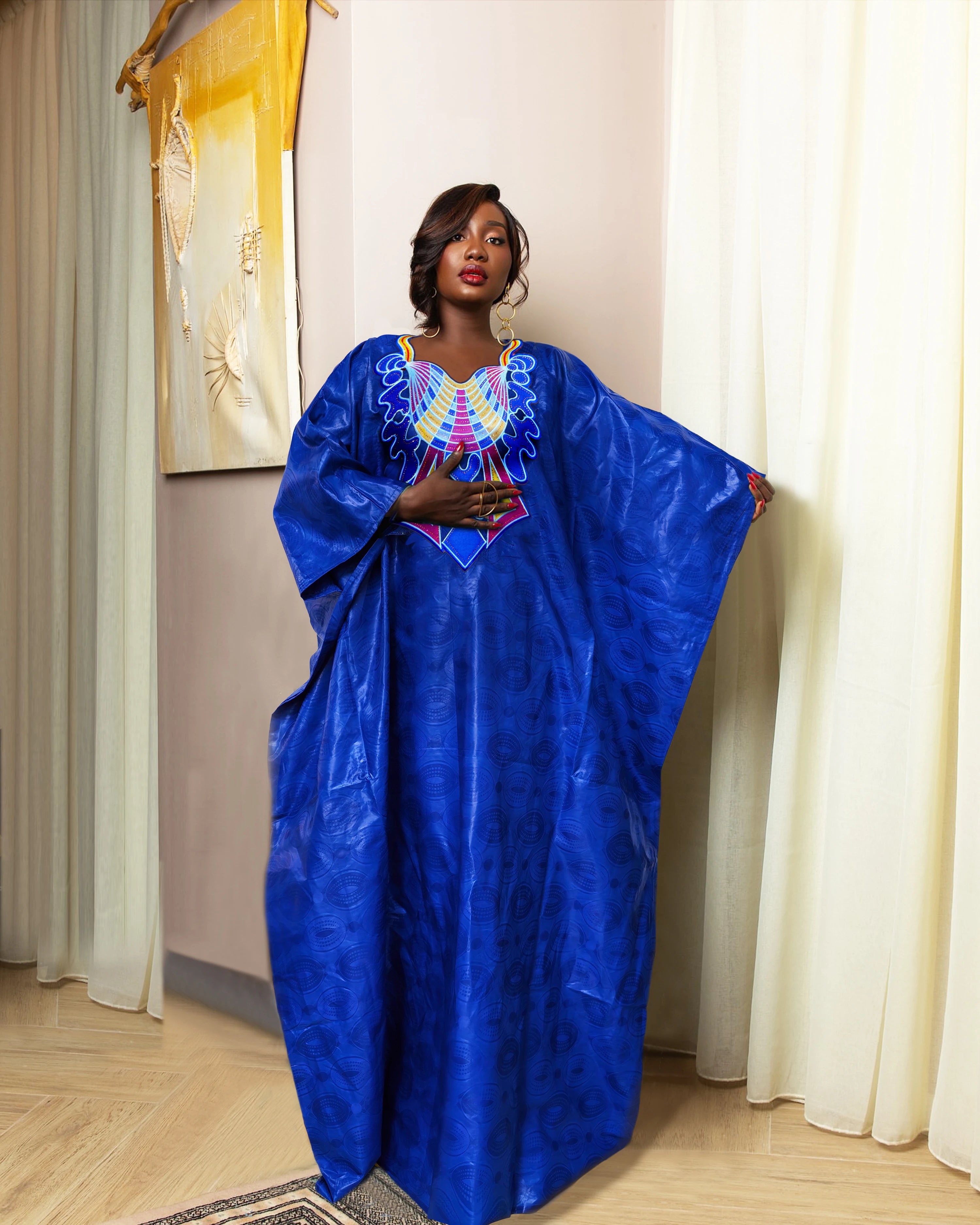 African Women's Bazin Riche Boubou Dress | Dashiki Wedding Gown Robe | 11 Colours