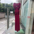 VGH Elegant Light Luxury Maxi Dress for Women Cape Sleeve Cutout Twist Waist Long Gown for Celebrity Formal Dinner Party Outfit