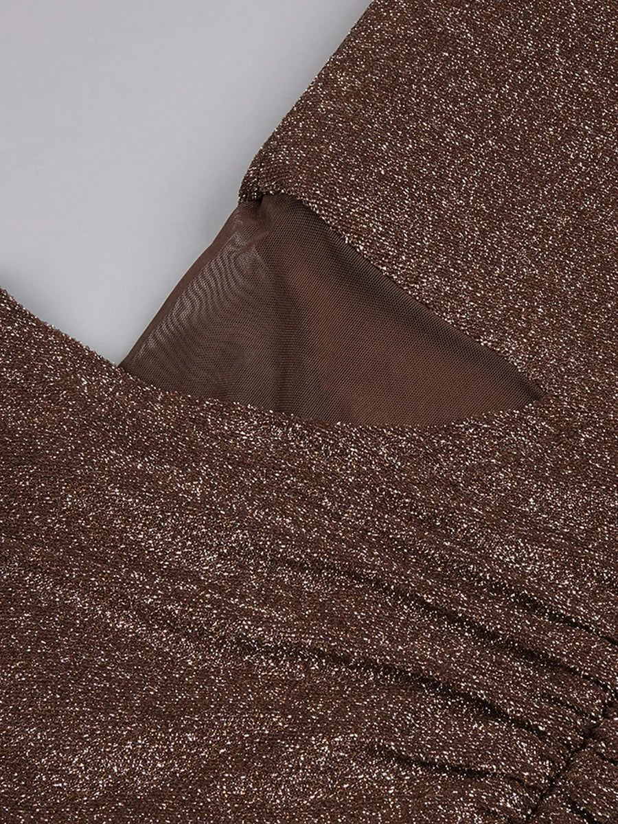 VGH Chic Sparkly Sequin Mermaid Maxi Dress for Women Deep V Sleeveless Mesh Cutout Waist with Sheer Cape for Evening Party Gown