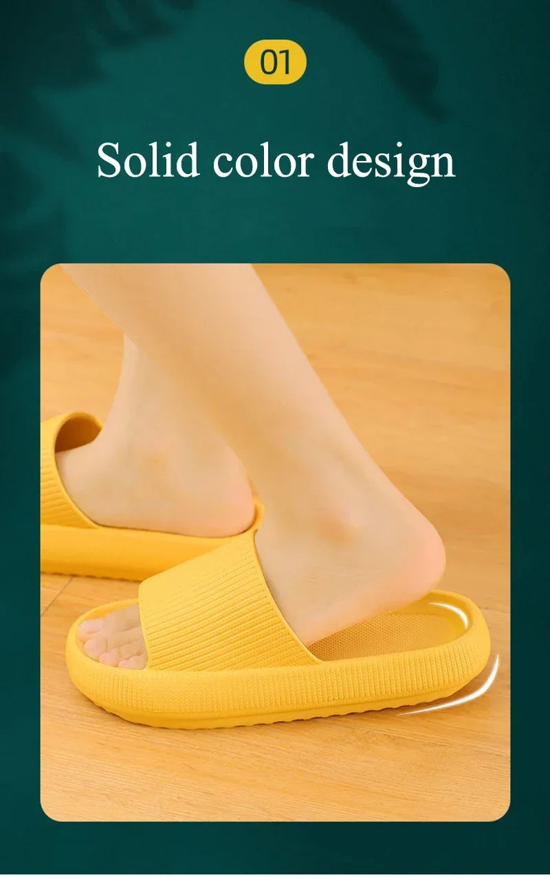 EVA Thick Sole 4cm Bathroom Slippers Cloud-Like Comfort Home Use Couple Height Increasing Indoor Solid Color Summer Sandals