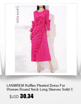 LANMREM Large Size Pleated Dress For Women Turtleneck Printing Loose Dresses Female Casual Clothing 2025 Spring New 2DB2113