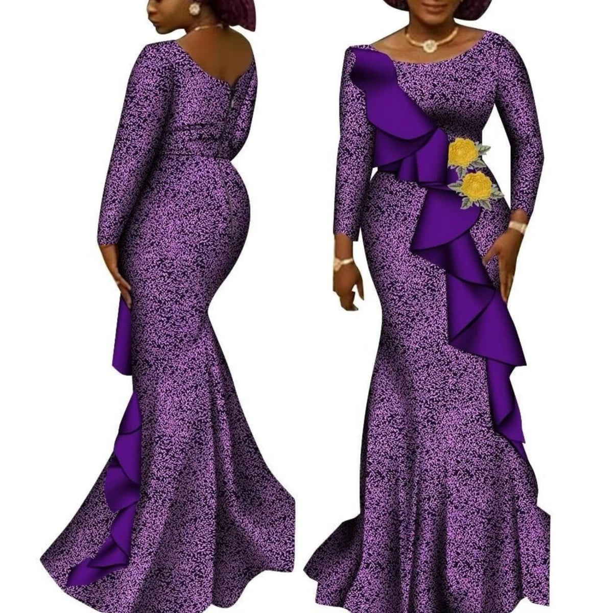 Women’s Ankara Print Long Sleeve Kanga Dress – Cotton | Dashiki Style | Wedding, Party & Occasion | XS–6XL + Custom | 22 Prints