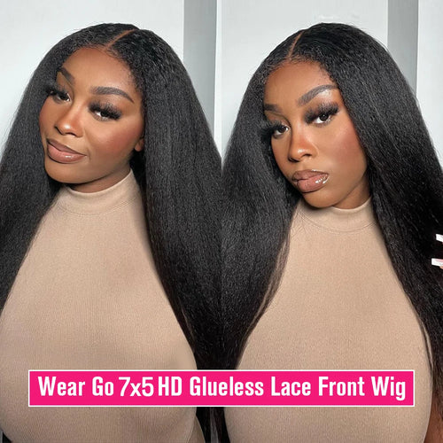 Perruque Lace Frontal HD Kinky Straight Bords 4C 13x6 Cheveux Humains 7x5 Perruques Cheveux Humains Lace Front avec Cheveux de Bébé Naturels Perruques Lace en Promotion