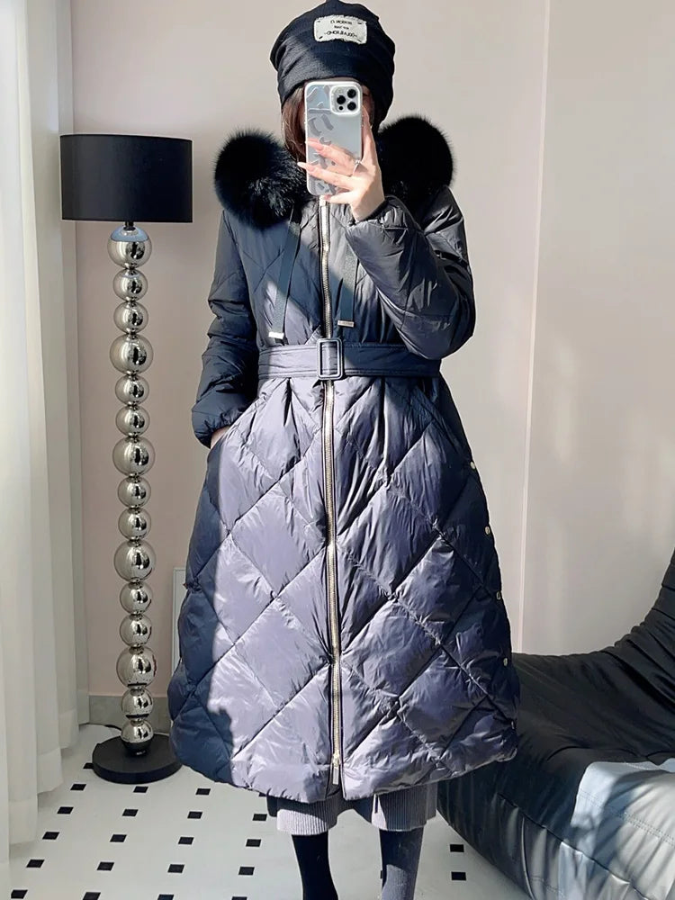 Women’s Long Hooded Duck Down Coat