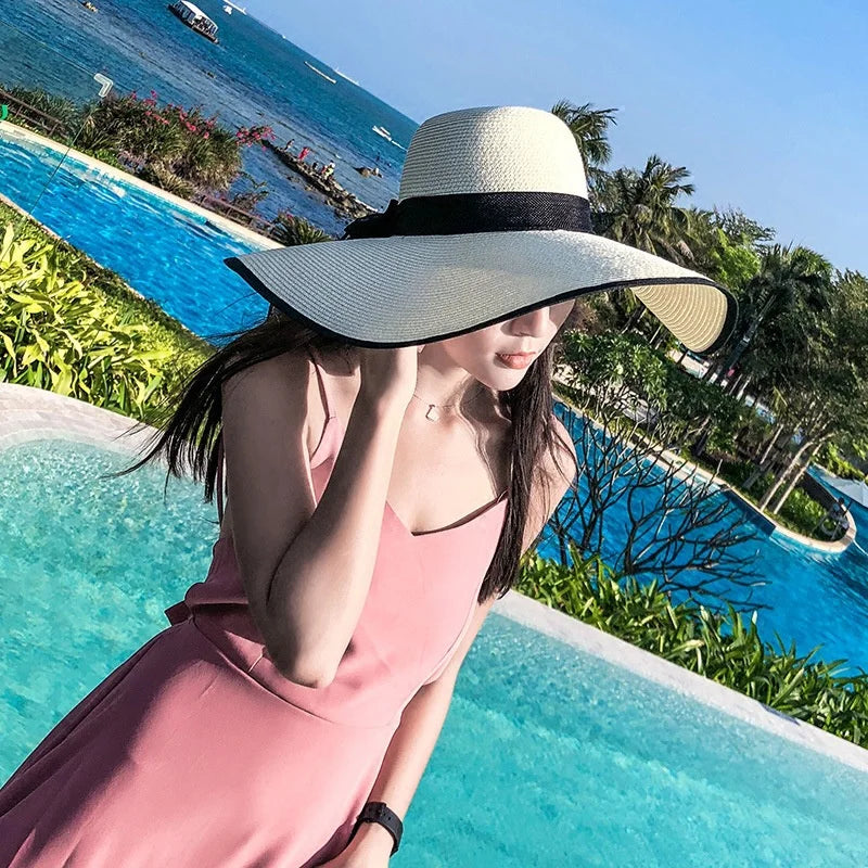 Women's Wide Brim Straw Sun Hat | Foldable Beach & Travel Hat