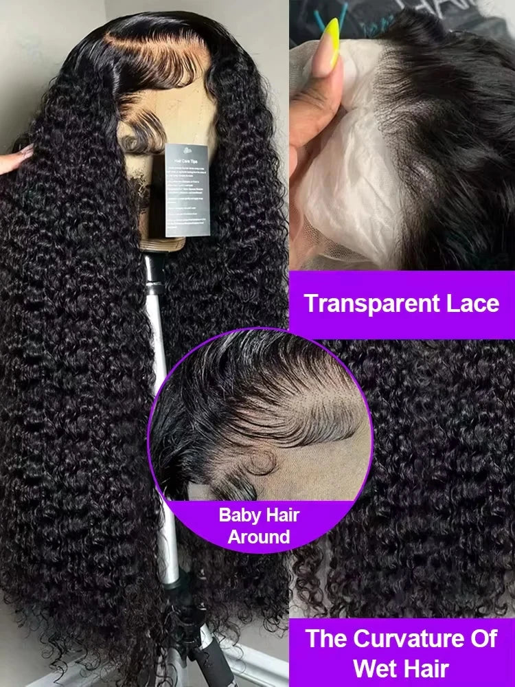 Perruques de cheveux humains brésiliens bouclés à l'eau pré-épilées Hd 250 % Loose Deep Wave 30 38 40 pouces 13x6 HD Lace Frontal