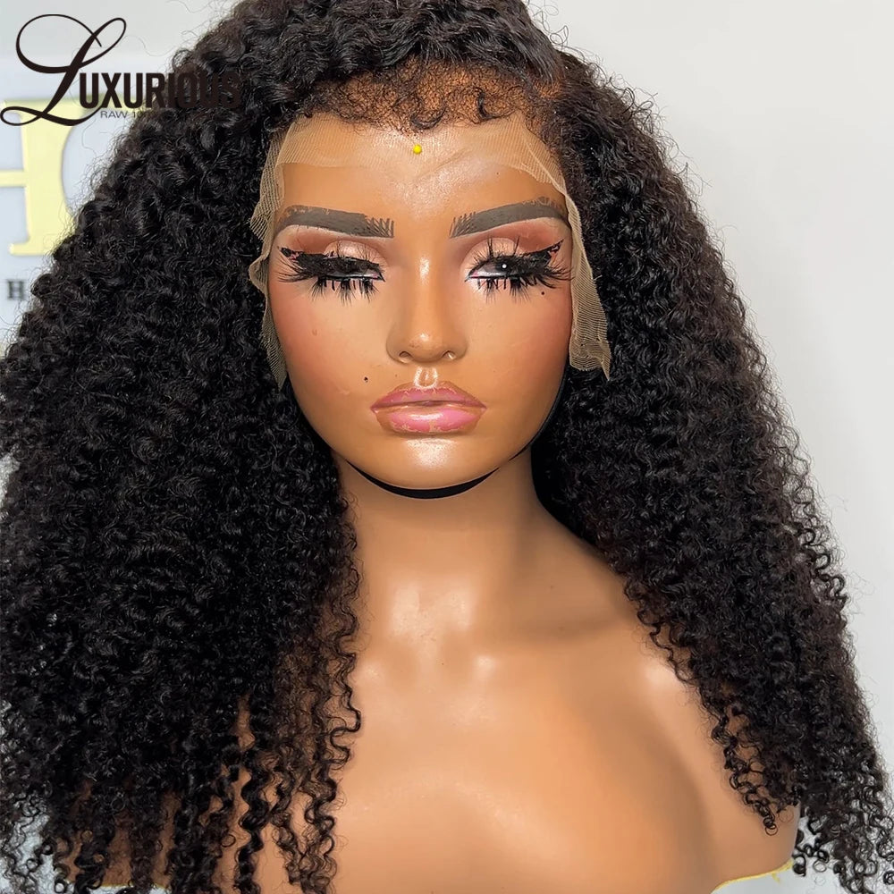 Péruvienne 4C Blend Edges Afro Kinky Curly Perruque Lace Frontale Complète 360 Cheveux Humains 100% 13x4 Perruques Lace Frontales Cheveux Humains Bye-Bye Knots 250%