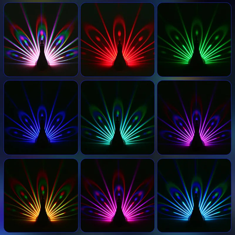 Peacock 3D Wall Sconce Light | Colourful Ambient Bedroom Lamp |