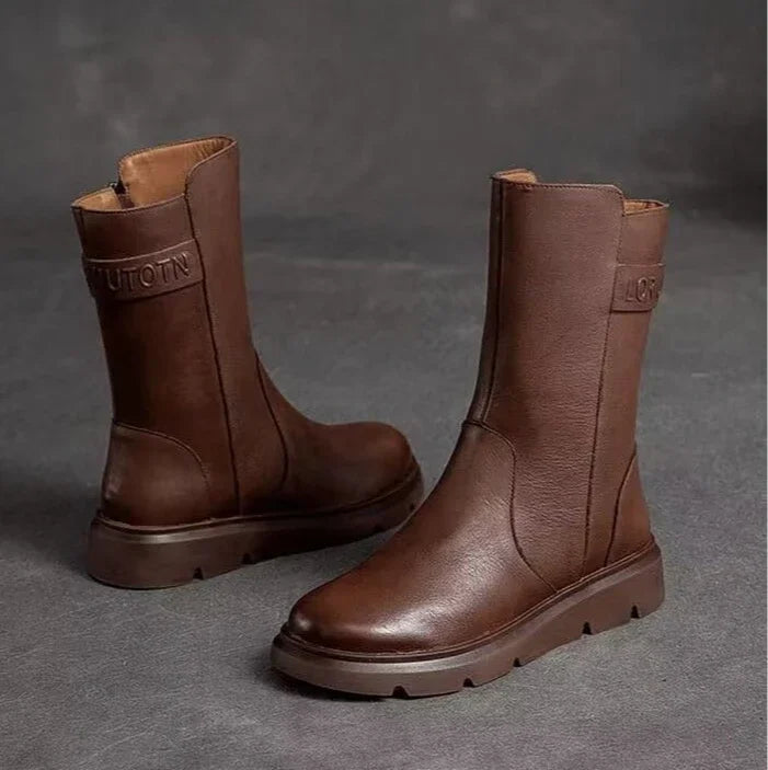 Mid Calf Shoes Woman New In Elegant With Low Heels Half High Boots for Women Large Size Warm Designer Luxury Quality Cosplay Pu