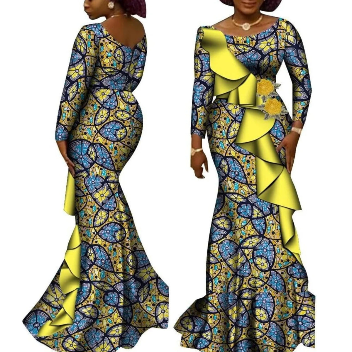 Women’s Ankara Print Long Sleeve Kanga Dress – Cotton | Dashiki Style | Wedding, Party & Occasion | XS–6XL + Custom | 22 Prints