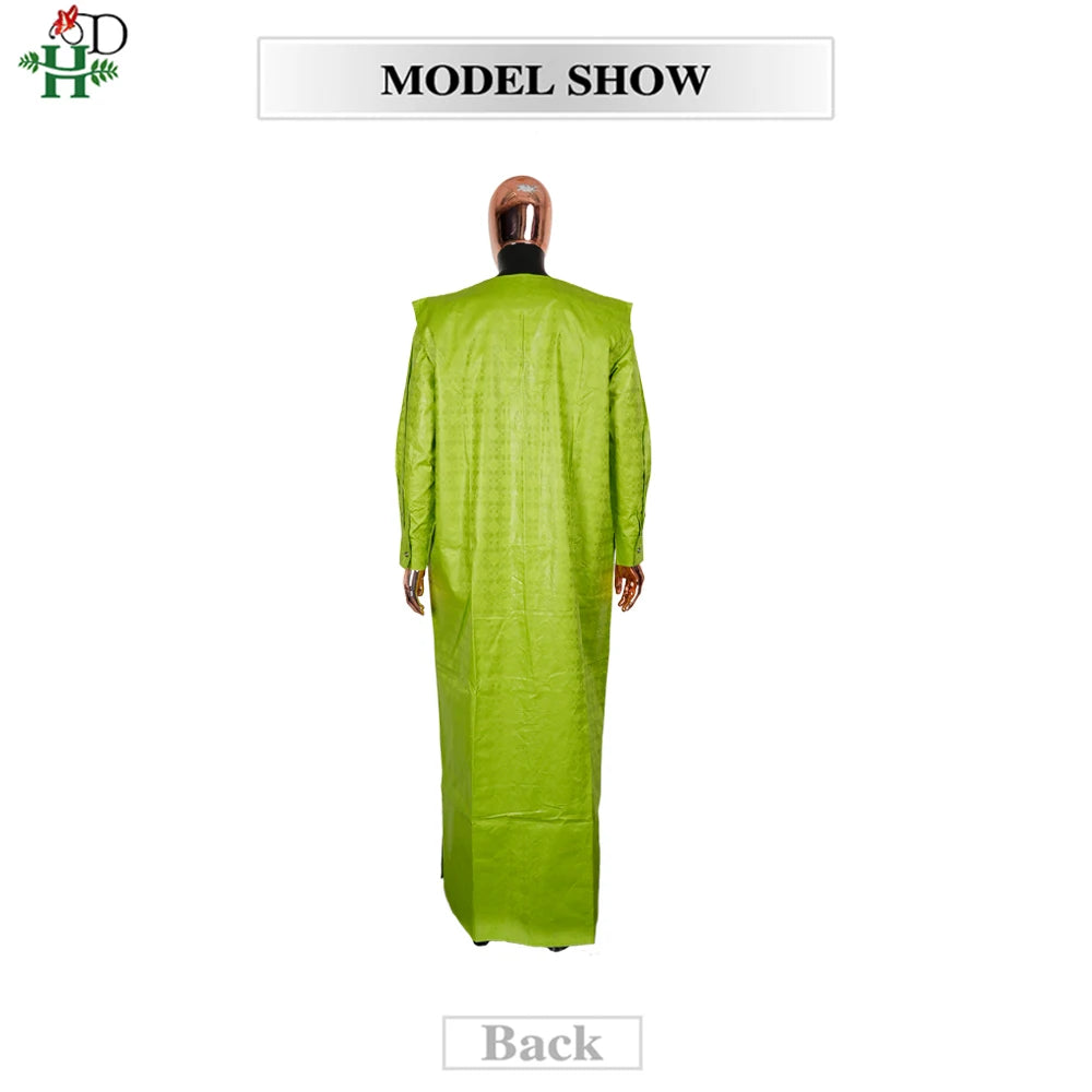 H&D 2026 Bazin Riche Embroidery Plus Size African Clothing For Man Traditional Agbada Sets Dubai Thobe Pant Wedding Party Suit