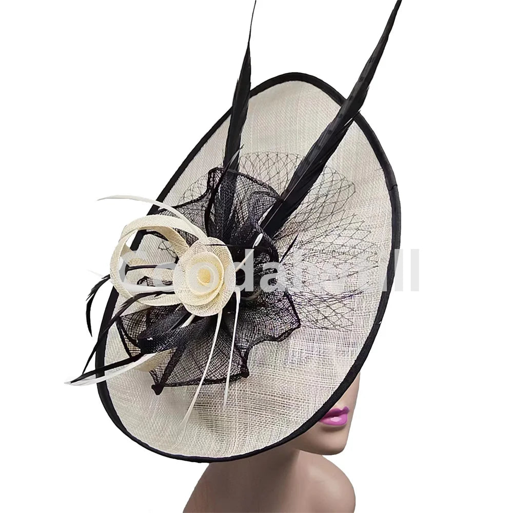 Wedding Pillbox Fascinator Hat Fashion Flower Headwear Women Formal Dress Party Royal Ascot Hair Accessories Feather Chapeau