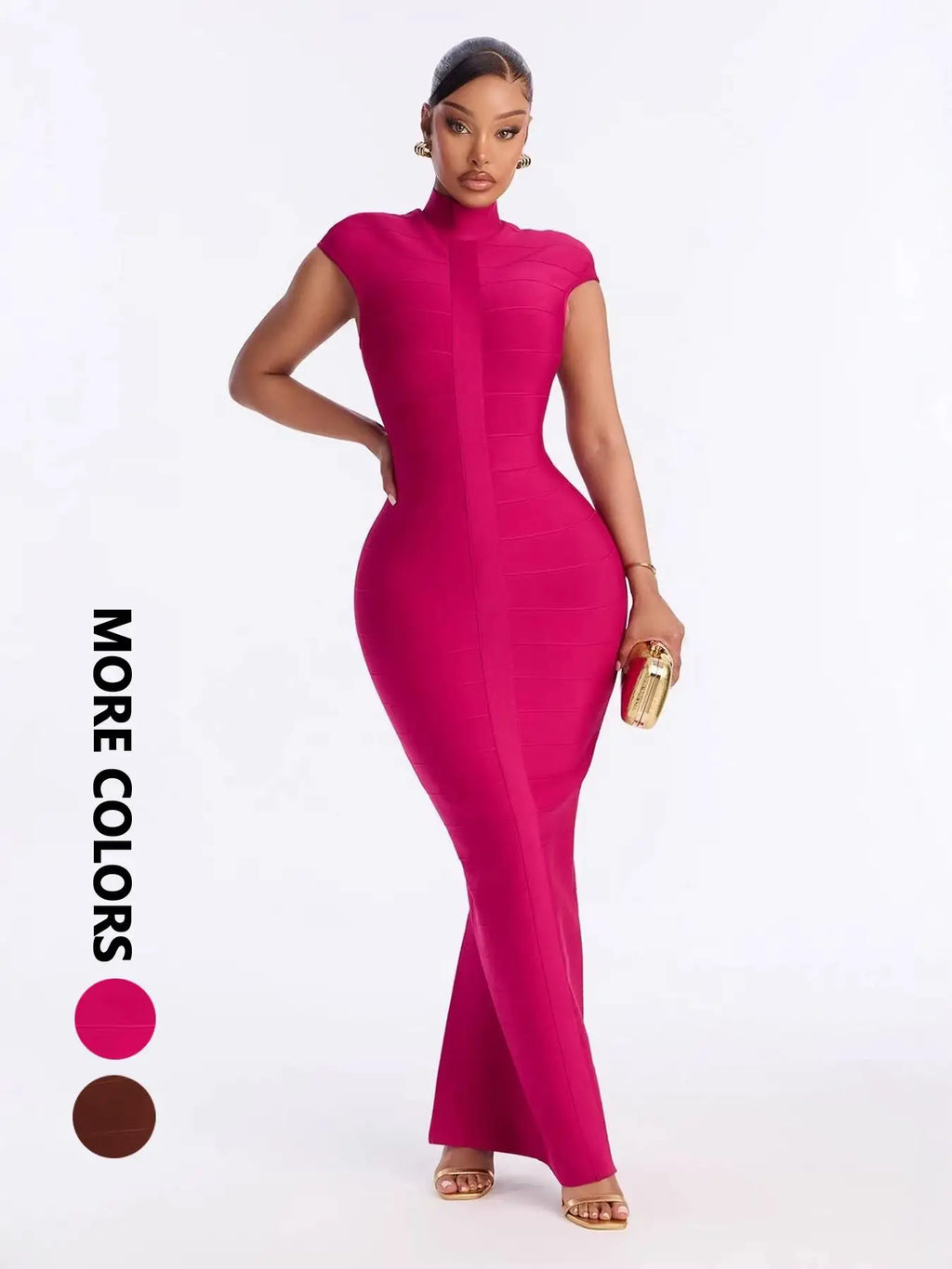 SUMMER NEW WOMEN'S SOLID‑COLOR KNIT DRESS, STAND COLLAR FITTED BANDAGE DESIGN, SEXY Y2K COCKTAIL PARTY LIGHT‑LUXURY DRESS