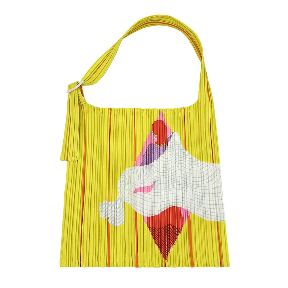 LANMREM New Trendy Human Head Pattern Square Pleated Single Shoulder Handbag High-Quality Women's Pleated Bags 2DB4942