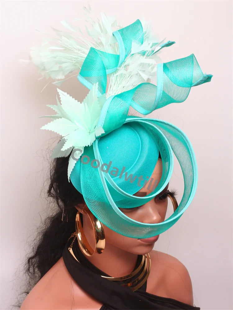 Elegant Women's Fascinator Kentucky Derbie Headwear Chapeau Cap With Feather Clips