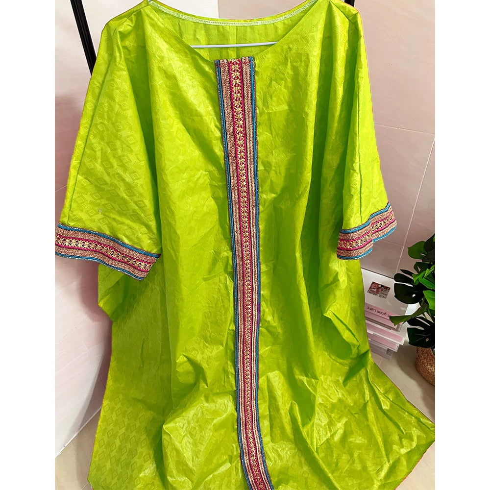 Unique African Traditional Brocade Basin Dashiki With Lace Trim Ribbon Wedding Dress Origianl Nigeria Bazin Rich Boubou Robe