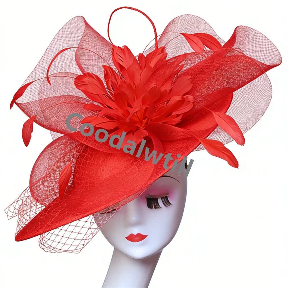 Voiles pour femmes Chapeau bibi à plumes Chapeau fascinateur pour femmes élégantes Église Derby Grande coiffe Chapeau de course pour femmes Chapeau de fête