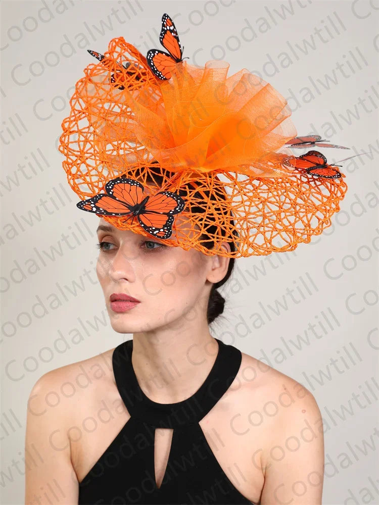 New Fascinator Wedding Headpiece Women Butterfly Headwear For Church Derby Hat