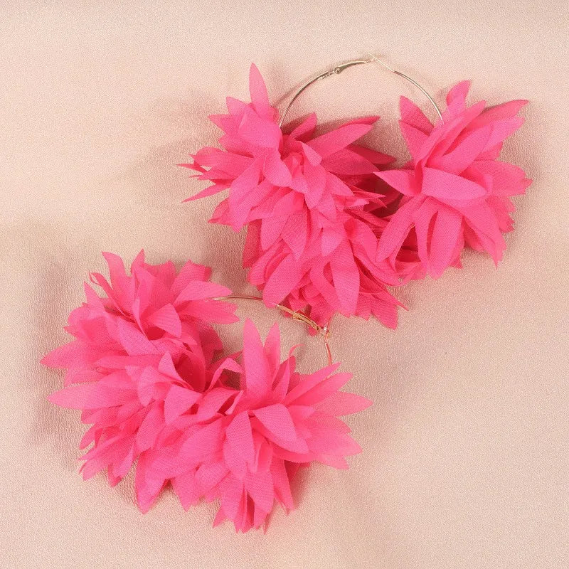 Women's Flower Hoop Earrings | Bohemian Large Round Earrings