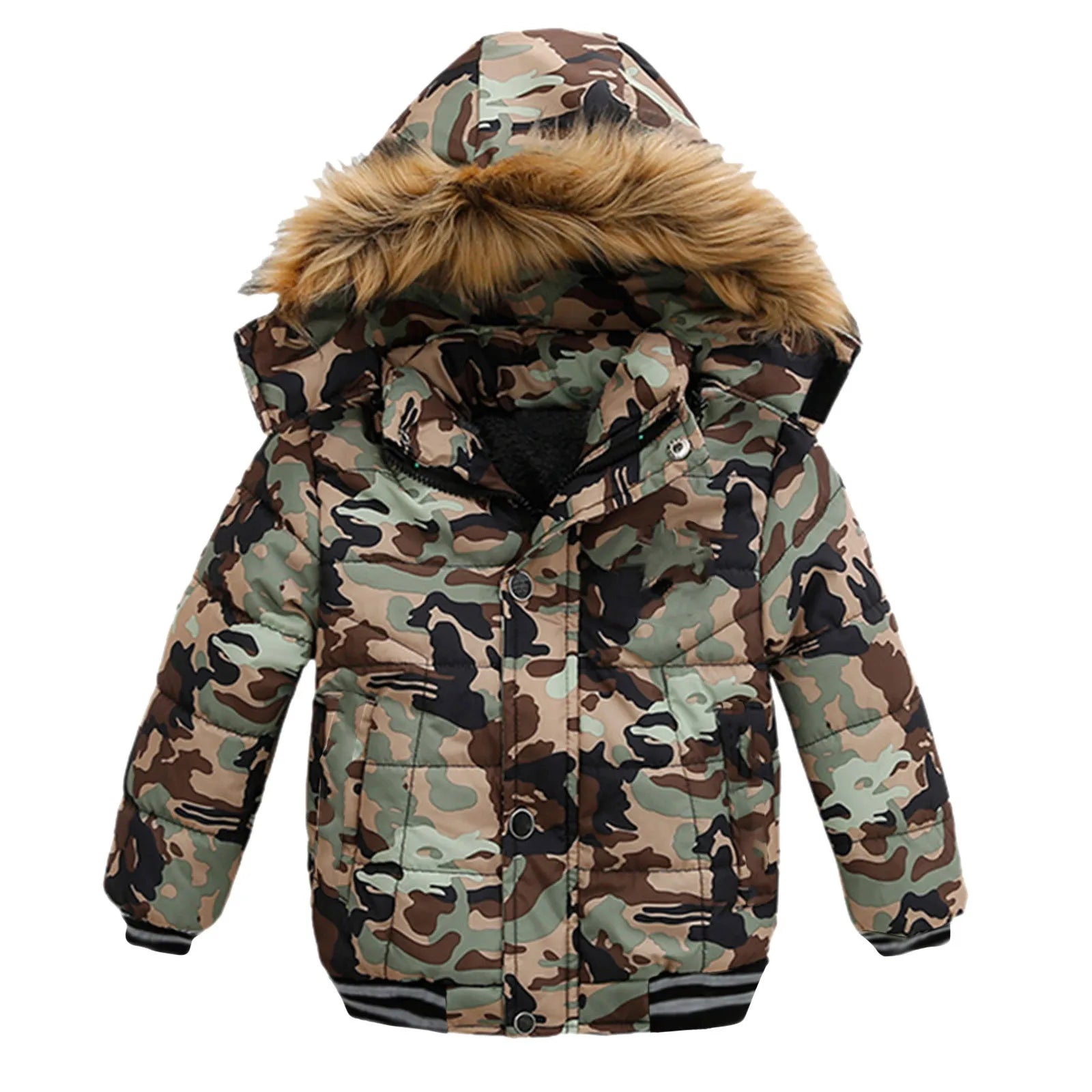 2025 Winter Children Warm Clothing Boys Down Jacket Baby Polyester Fiber Hooded