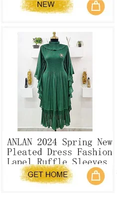 ANLAN Ruffles Pleated Dress Women V Neck Hanging Loose Style Dresses with Belt Female Elegant Clothing Spring 2025 New 2AN9083