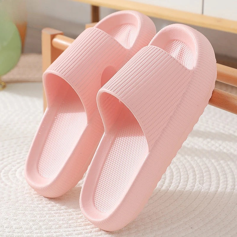 EVA Thick Sole 4cm Bathroom Slippers Cloud-Like Comfort Home Use Couple Height Increasing Indoor Solid Color Summer Sandals