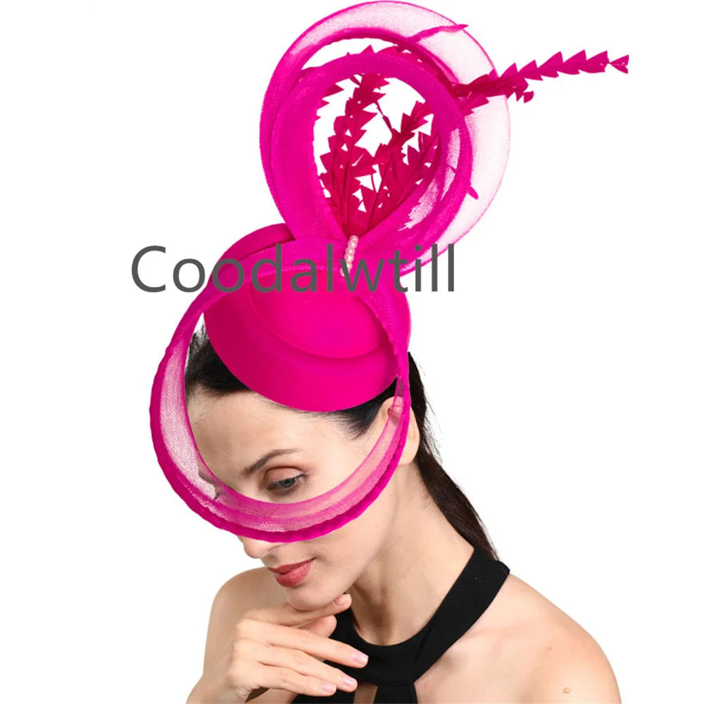 Charmant Fascinateur en maille pour femme Élégant Derby Plume Accessoires pour cheveux