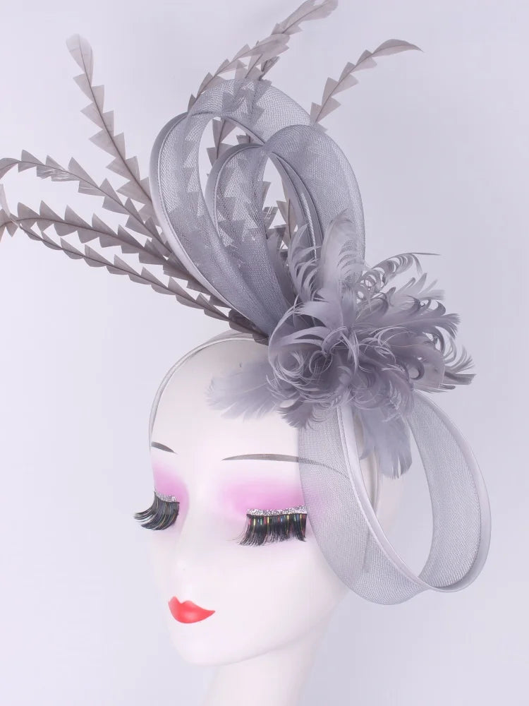 Wedding Veils Wedding Pillbox Cap Women Vintage Red White Black Fascinators Hat New Fashion Party Headpiece Feathers Hats Femme