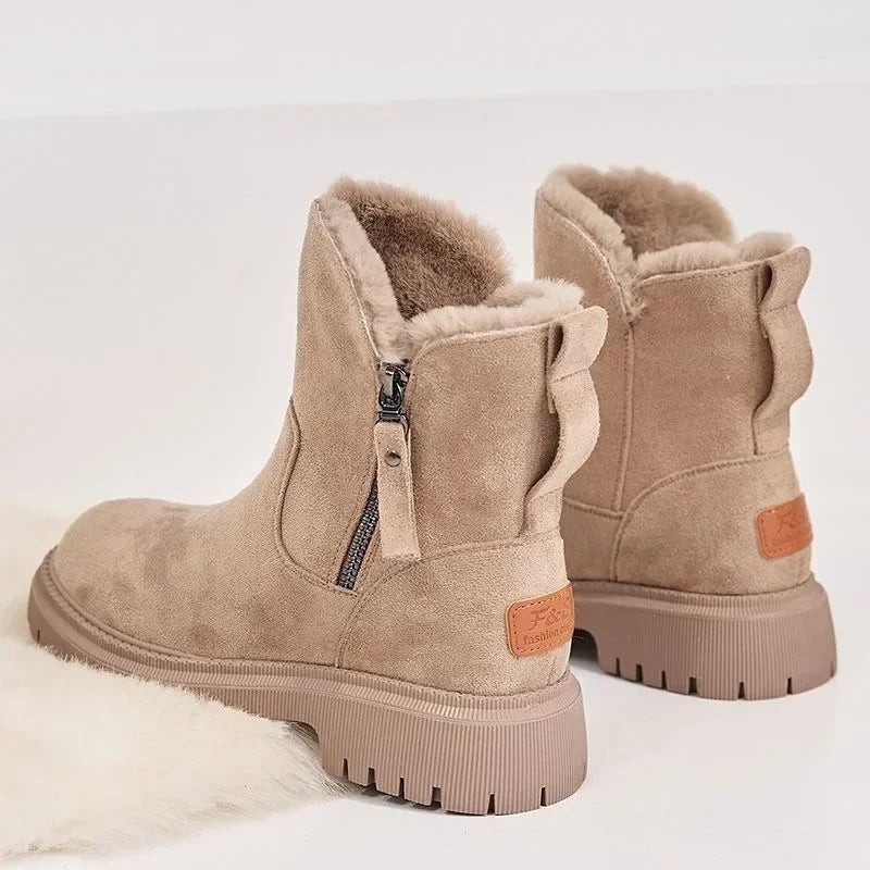 2025 Winter Women's Boots Plush Warm Snow Boots Fashion High Top Cotton Boots for Women Tassel Zipper Ankle Boot Botas De Mujer