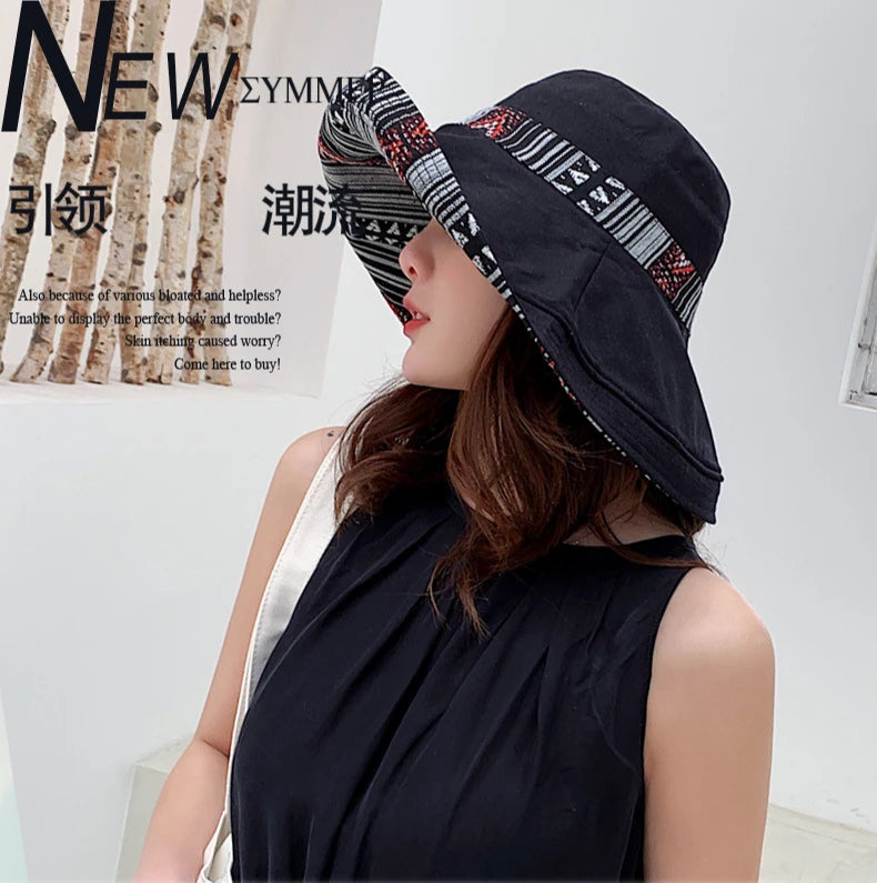 Women's Wide Brim Double-Sided Bucket Hat