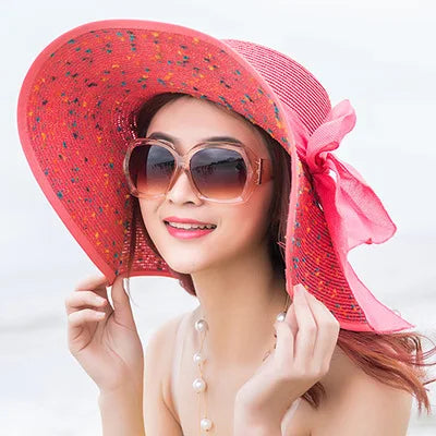 Women's Wide Brim Straw Sun Hat | Foldable Beach & Travel Hat