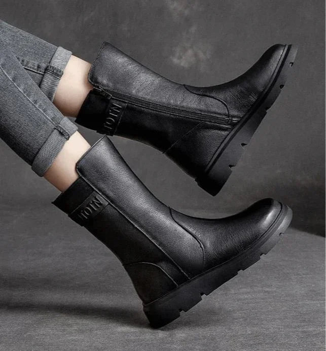 Mid Calf Shoes Woman New In Elegant With Low Heels Half High Boots for Women Large Size Warm Designer Luxury Quality Cosplay Pu