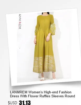 LANMREM Large Size Pleated Dress For Women Turtleneck Printing Loose Dresses Female Casual Clothing 2025 Spring New 2DB2113