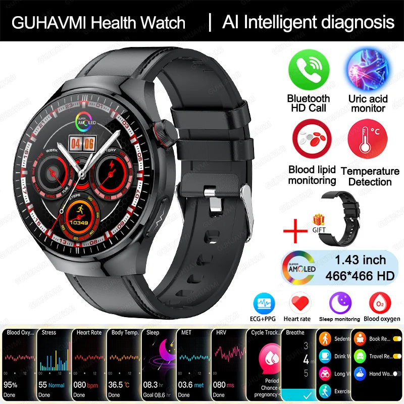Nursing Grade Health Smartwatch | ECG+PPG Blood Lipid Uric Acid Body Temp