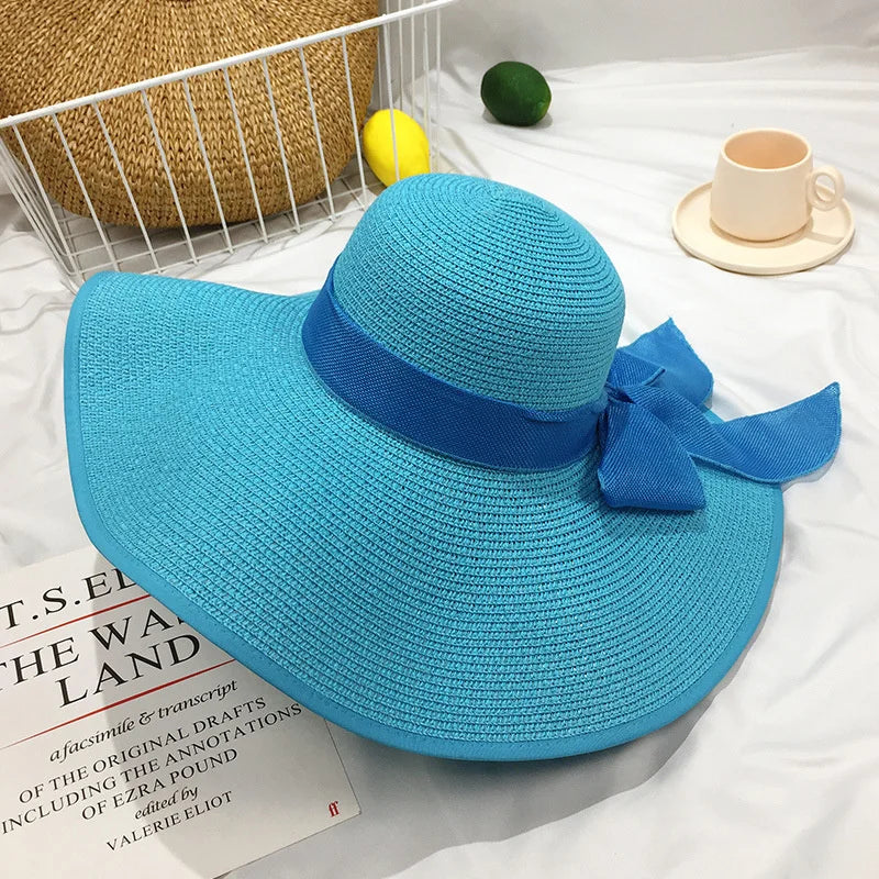 Women's Wide Brim Straw Sun Hat | Foldable Beach & Travel Hat