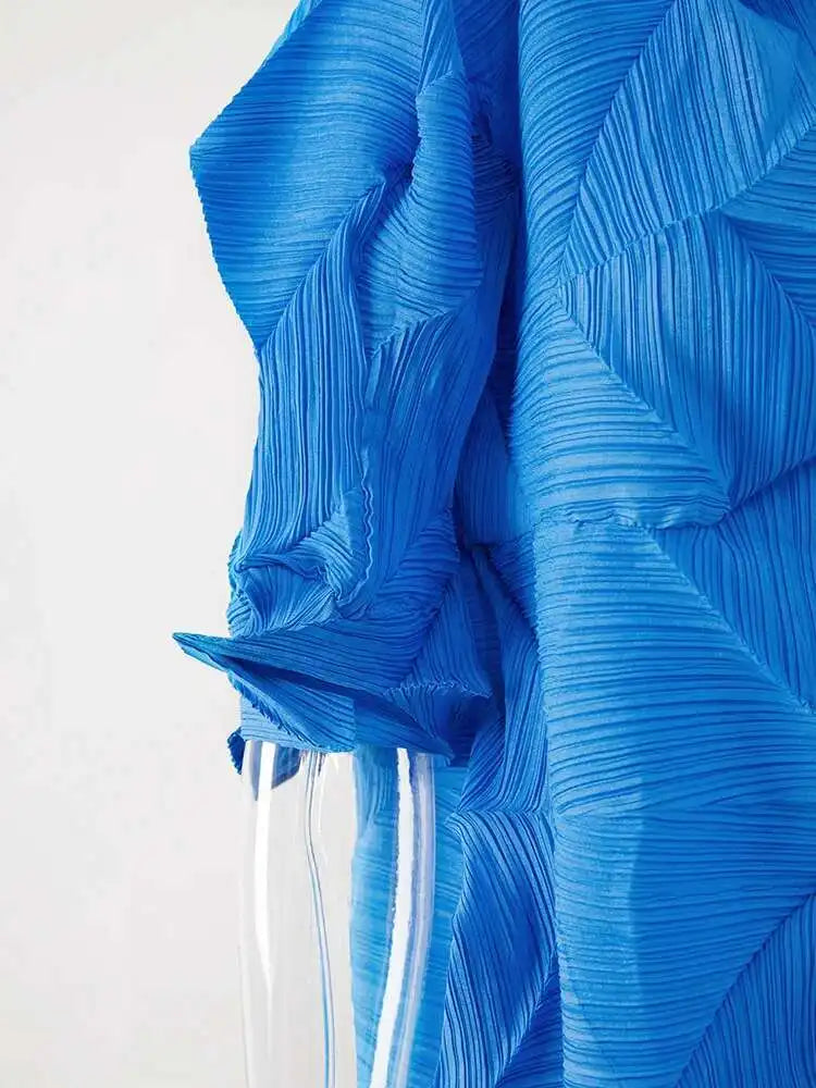 Women's Pleated Turtleneck A-Line Maxi Dress | Vintage Loose Fold Petal Sleeve | Spring 2025 | AvantBah