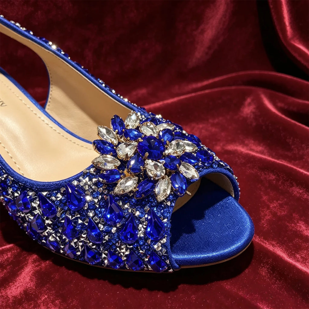 Sky Gold Elegant Nigerian Rhinestone Wedding Shoe and Bag Set Italian Inspired High Heels and Matching Handbag