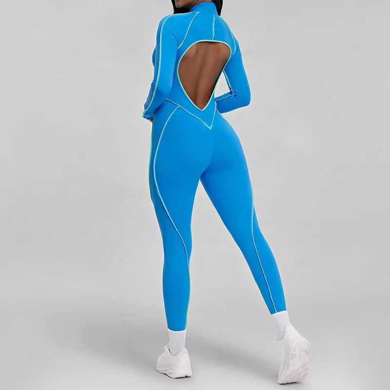Women’s Sleeveless Yoga Jumpsuit with Open-Back Detail