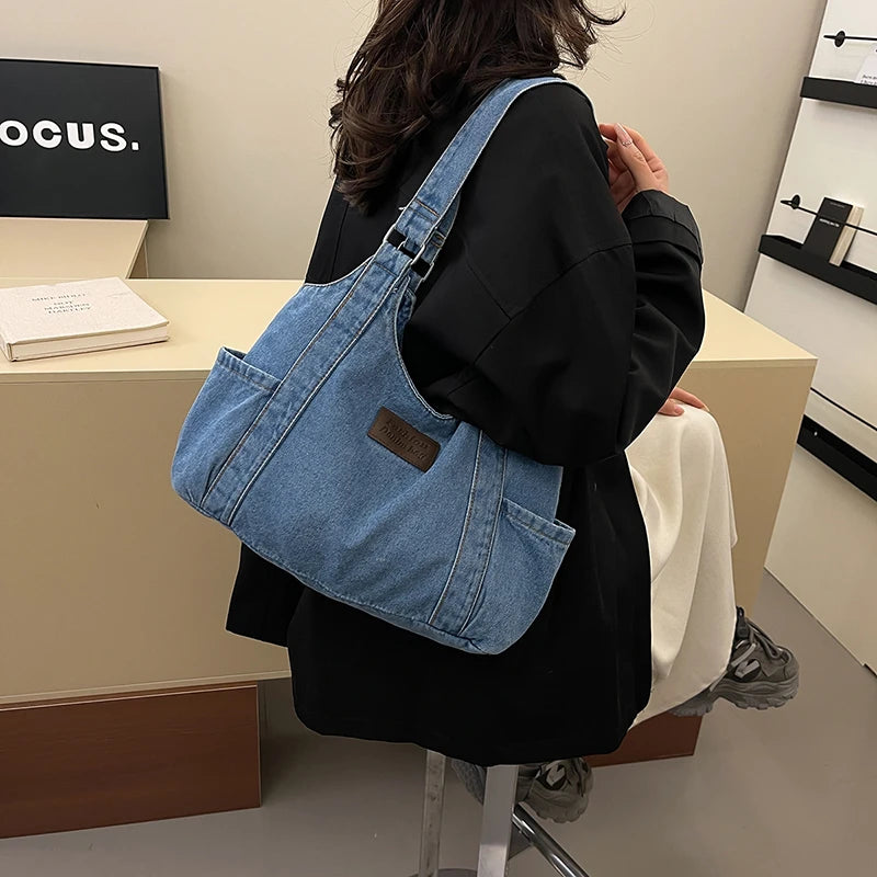 Fashion Luxury Women's Shoulder Bag Denim Fabric High Quality Women's Handbags Large Capacity Multi Functional Women‘s Tote Bag