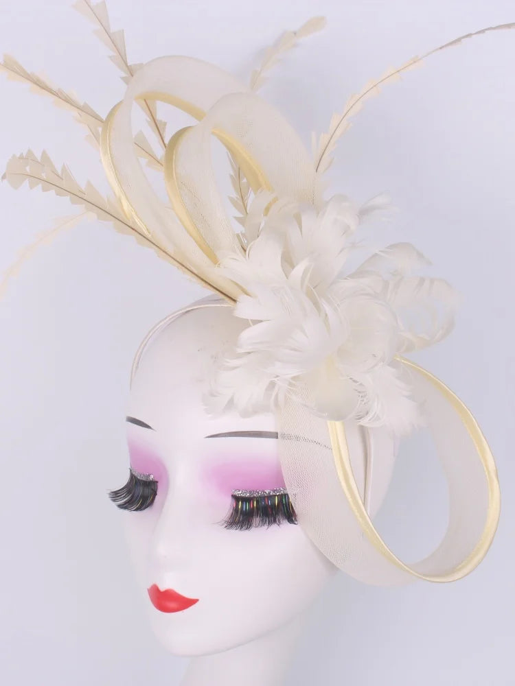 Wedding Veils Wedding Pillbox Cap Women Vintage Red White Black Fascinators Hat New Fashion Party Headpiece Feathers Hats Femme