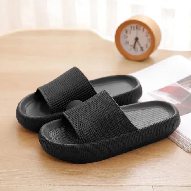 EVA Thick Sole 4cm Bathroom Slippers Cloud-Like Comfort Home Use Couple Height Increasing Indoor Solid Color Summer Sandals