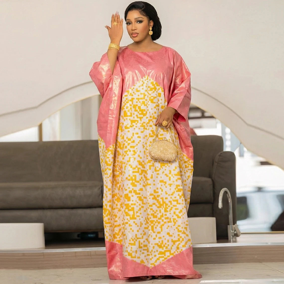 African Women Bazin Riche Boubou Dress Original Dashiki Clothing